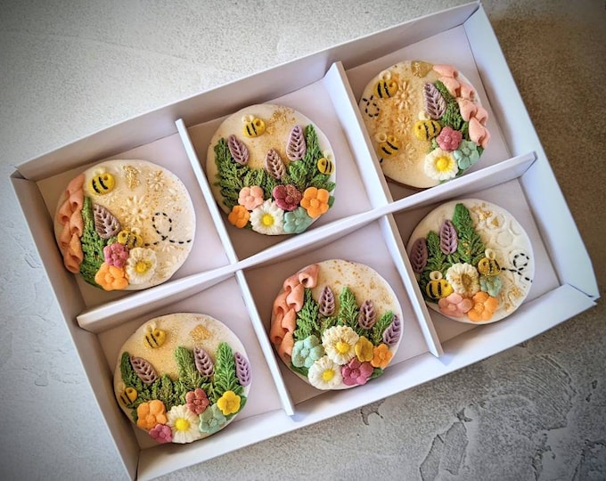 Personalised Hand Iced Bumble Bee Meadow Flower Postal Biscuit Gift, Thank you Teacher Gift  - Vegan Available
