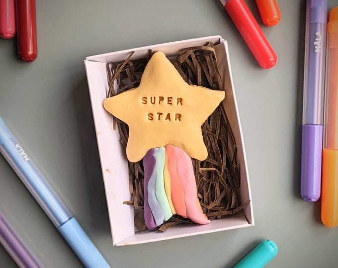 End of Term Super Star hand iced letterbox biscuit gift,  personalised gift -Vegan Available