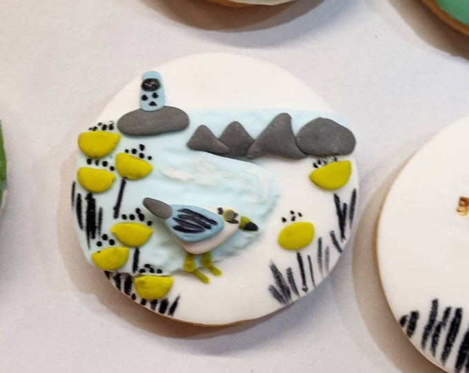 Coastal Biscuit Box, Hand Iced Letterbox Biscuits, Personalised Gift - Vegan available