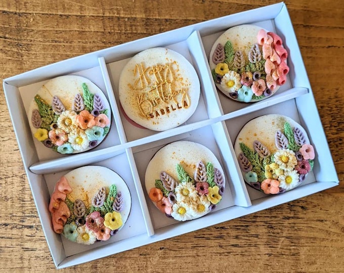 Personalised Hand Iced Wild Flower Biscuit Gift Box