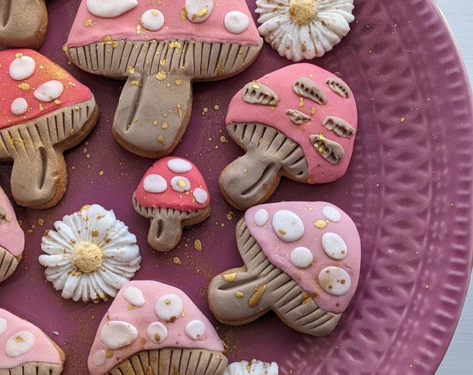 I love you so Mush! Hand Iced Tiny Toadstool Bag of Biscuits  - Vegan Available