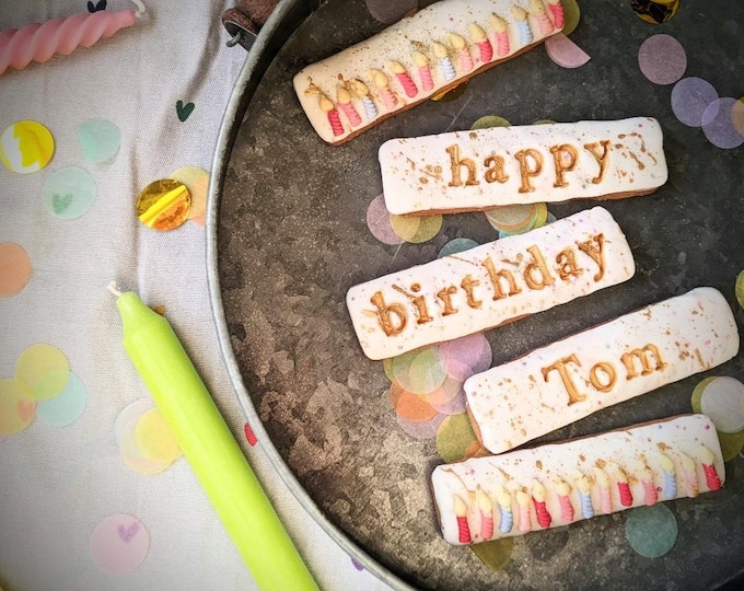 Personalised Happy Birthday Biscuit Gift Box, Birthday Gift, Hand Iced Letterbox Biscuits - Vegan Available
