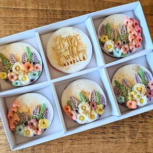 Personalised Hand Iced Wild Flower Postal Biscuit Gift Box Vegan Available image 1