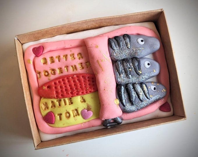 Better Together Mini Sardines Biscuit, Hand Iced Letterbox Postal Biscuit, Personalised Gift - Vegan Available