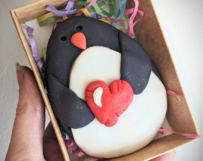 Personalised Penguin Hand Iced Biscuit, Postal Biscuit Gift - Vegan Available