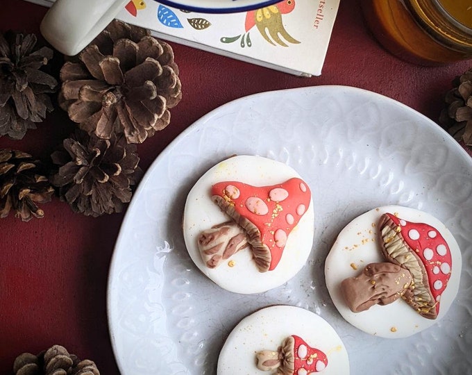 Personalised Hand Iced Woodland Mushroom Biscuit Gift Box - Vegan Available