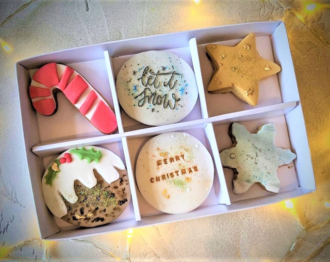 PRE-ORDER NOW: Personalised Hand Iced Postal Christmas Cookie Gift Box - Vegan Available