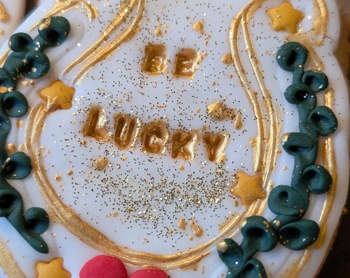 Personalised Hand Iced Be Lucky Horseshoe Biscuit Gift