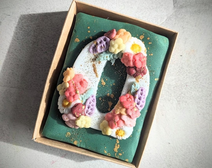 Wild Flower Letter Biscuits, Hand Iced Mini Biscuit Slab Gift Box- Vegan Available