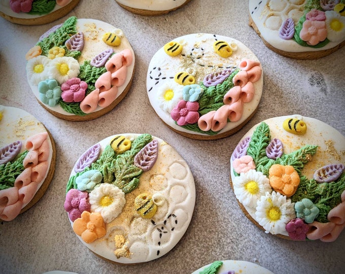 Personalised Bumble Bee Flower Biscuit Gift: Hand Iced Teacher Thank You (Vegan Available)