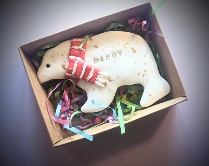 Personalised Polar Bear Hand Iced Biscuit, Postal Biscuit Gift, fathers day gift - Vegan Available