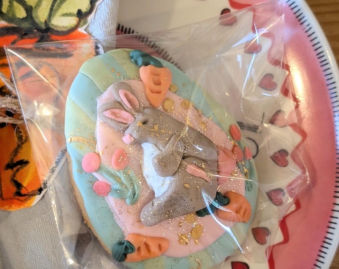 Personalized Hand Iced Easter Bunny Easter Egg Biscuit Gift - Vegan Available