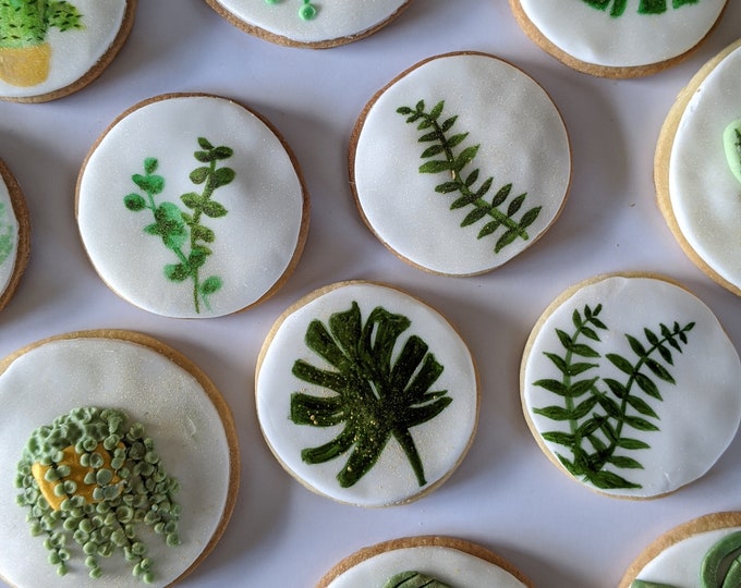 Botanical Biscuit Box, Hand Iced Letterbox Biscuits, Personalised Sugar Cookies -Vegan Available