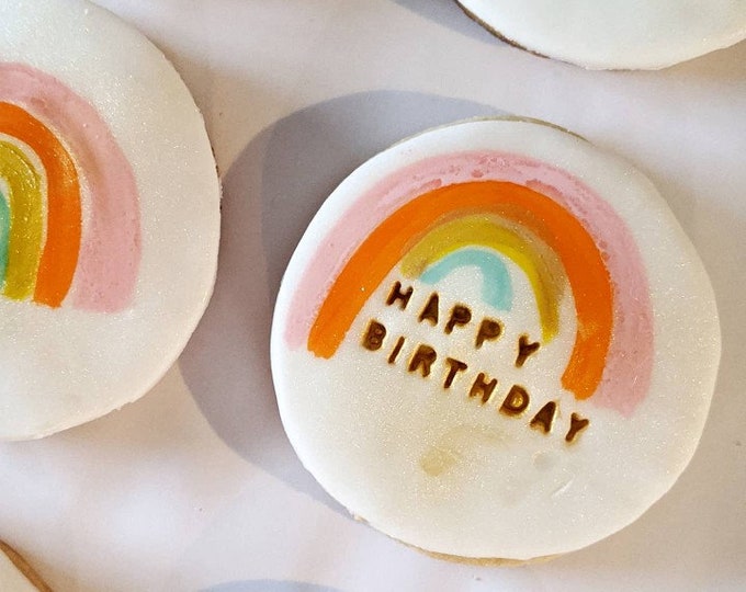 Letterbox Birthday Biscuits/Rainbow Biscuits/Personalised Birthday Biscuits/Rainbow Biscuits/Birthday Gift Kids/Birthday Gift Box