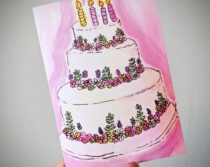 Happy Birthday Cake Birthday Card - Blank inside for your message!