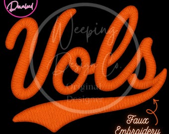 TN VOLS Faux Embroidery PNG, Digital file only