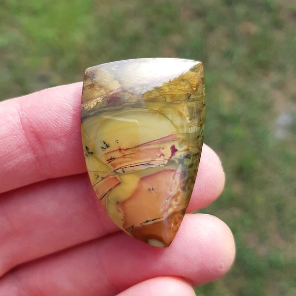 Green and Yellow Morrisonite Jasper Designer Cabochon, Morrison Ranch Jasper, Oregon