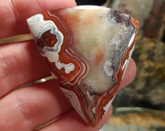 Mexican Lace Agate Cabochon, Polished Stone for Jewelry, Pendant, from Mexico