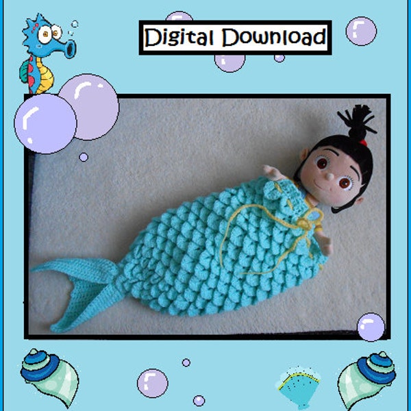 PATTERN: Crochet Mermaid Tail Cocoon, Baby Sleep Bag, Baby Cozy, Blanket, Baby Mermaid Tail, Infant Mermaid Tail, ENGLISH PATTERN