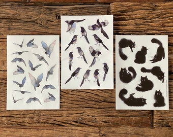 Stickers set - Bats, Magpies, Cats