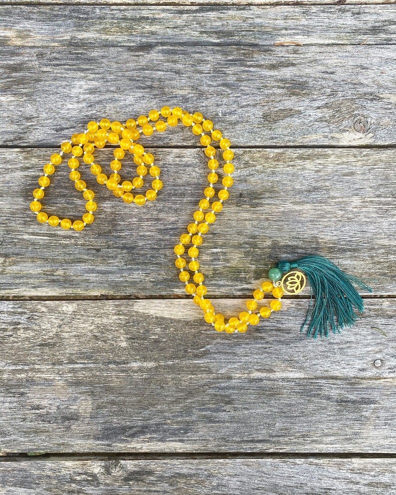yellow jade mala 8mm beads