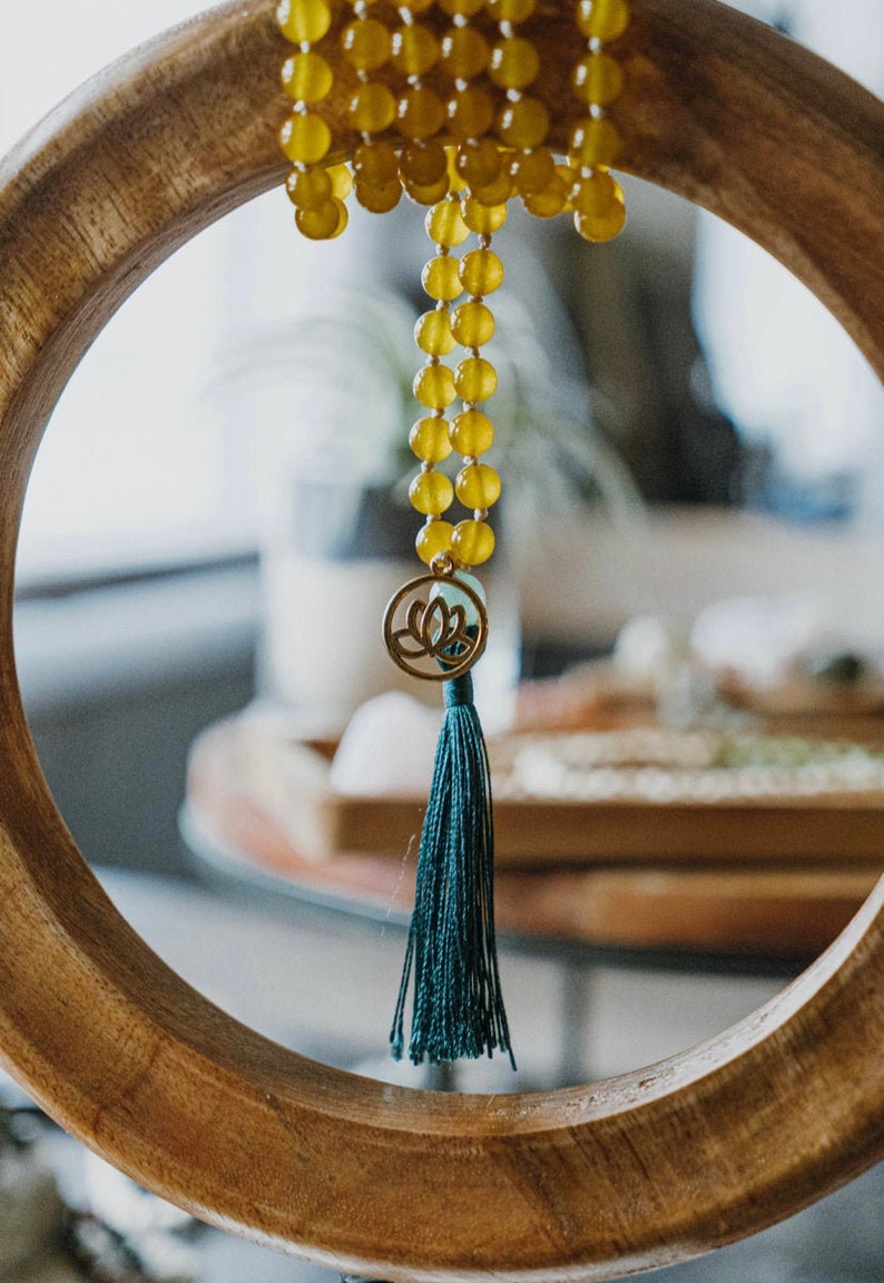 yellow jade mala 8mm beads
