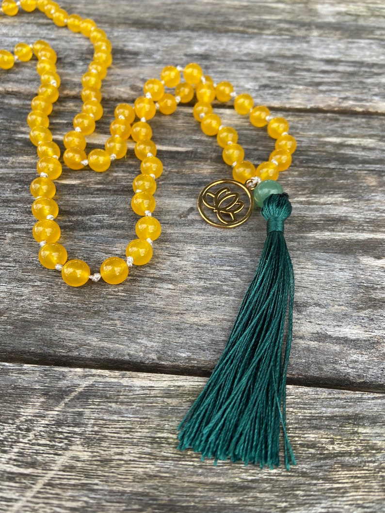 yellow jade mala 8mm beads