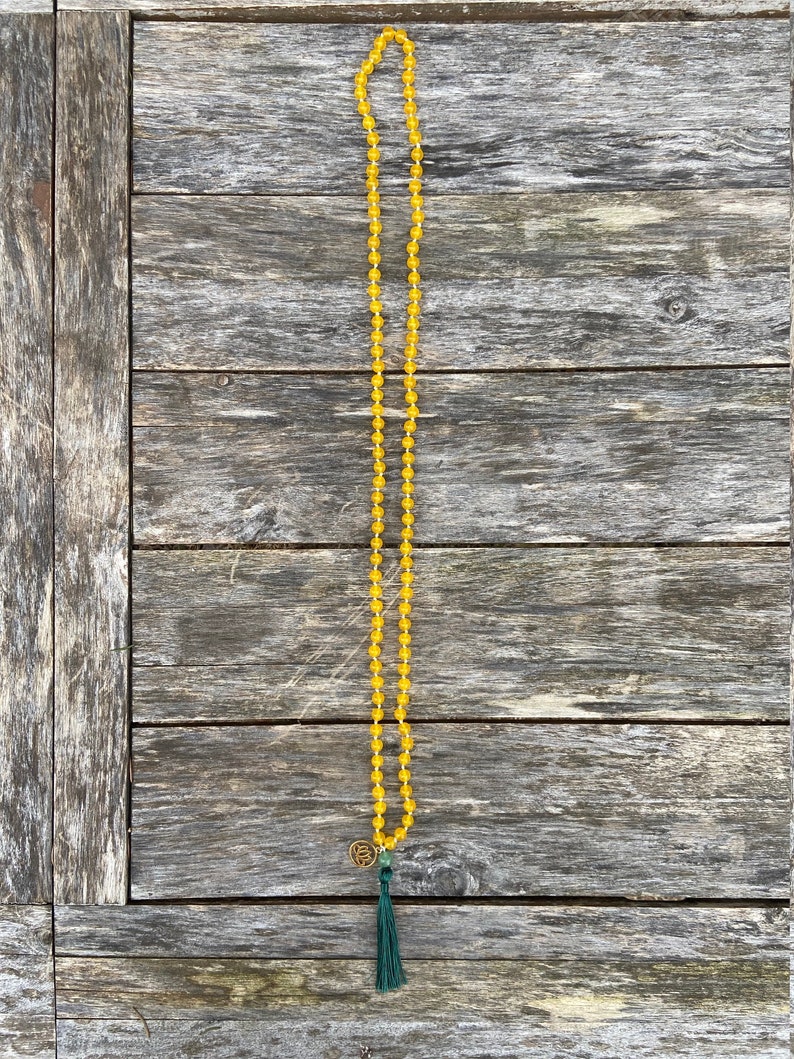 yellow jade mala 8mm beads