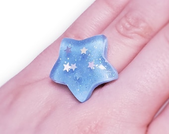 Konfetti Stern Ring - Kawaii Fairy Kei und Sweet Lolita Mode Harz Schmuck Accessoire - 5 Farben