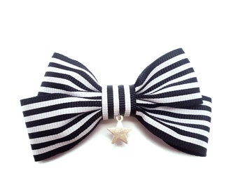 Sailor Stripe Ribbon Bow Clip - Kawaii Sweet and Classic Lolita Fashion Hair Accessory