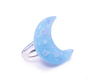 Himmlischer Engel ~ Halbmond Ring - Kawaii Fairy Kei und Sweet Lolita Modeschmuck Accessoire - 4 Farben