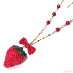 Fresh Strawberry Necklace - Kawaii Sweet Lolita Fashion Jewelry