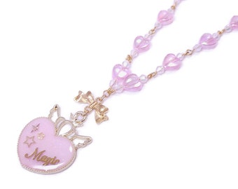 Magic Heart Necklace - Magical Girl Mahou Shoujo Inspired Kawaii Sweet Lolita Fashion Jewelry - 4 Colors