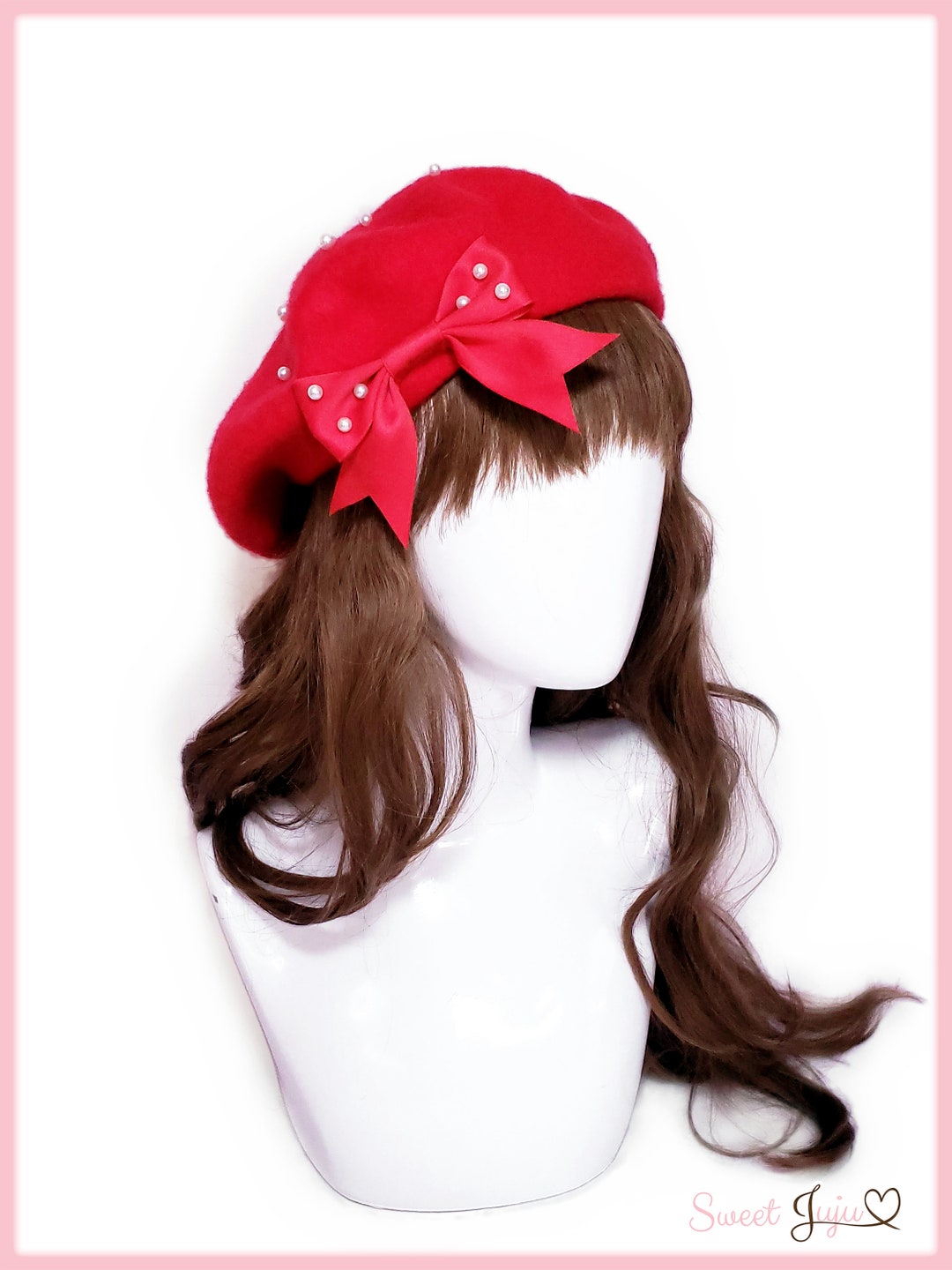 MADE TO ORDER Pearl Ribbon Wool Beret Kawaii Classic and Sweet Lolita  Fashion Hat Accessory 5 Colors Customization Available -  Hong Kong