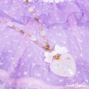 Schöne Glitzer Herz Halskette - Kawaii Sweet Lolita Mode Harz Schmuck Accessoire - 5 Farben