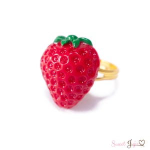 Fresh Strawberry Ring - Kawaii Sweet Lolita Fashion Candy Dessert Jewelry Accessory
