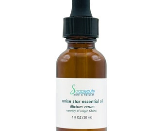 Anise Star Essential Oil, 100% Pure & Natural, Aromatherapy, Glass Bottle with Dropper
