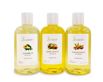 Golden Jojoba Oil Sweet Almond Oil Avocado Oil 24 OZ(3 X 8 OZ)