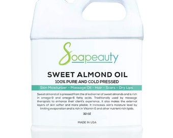SWEET ALMOND carrier OIL cold pressed 100% pure natural 32 oz, 64 oz, 7 lbs