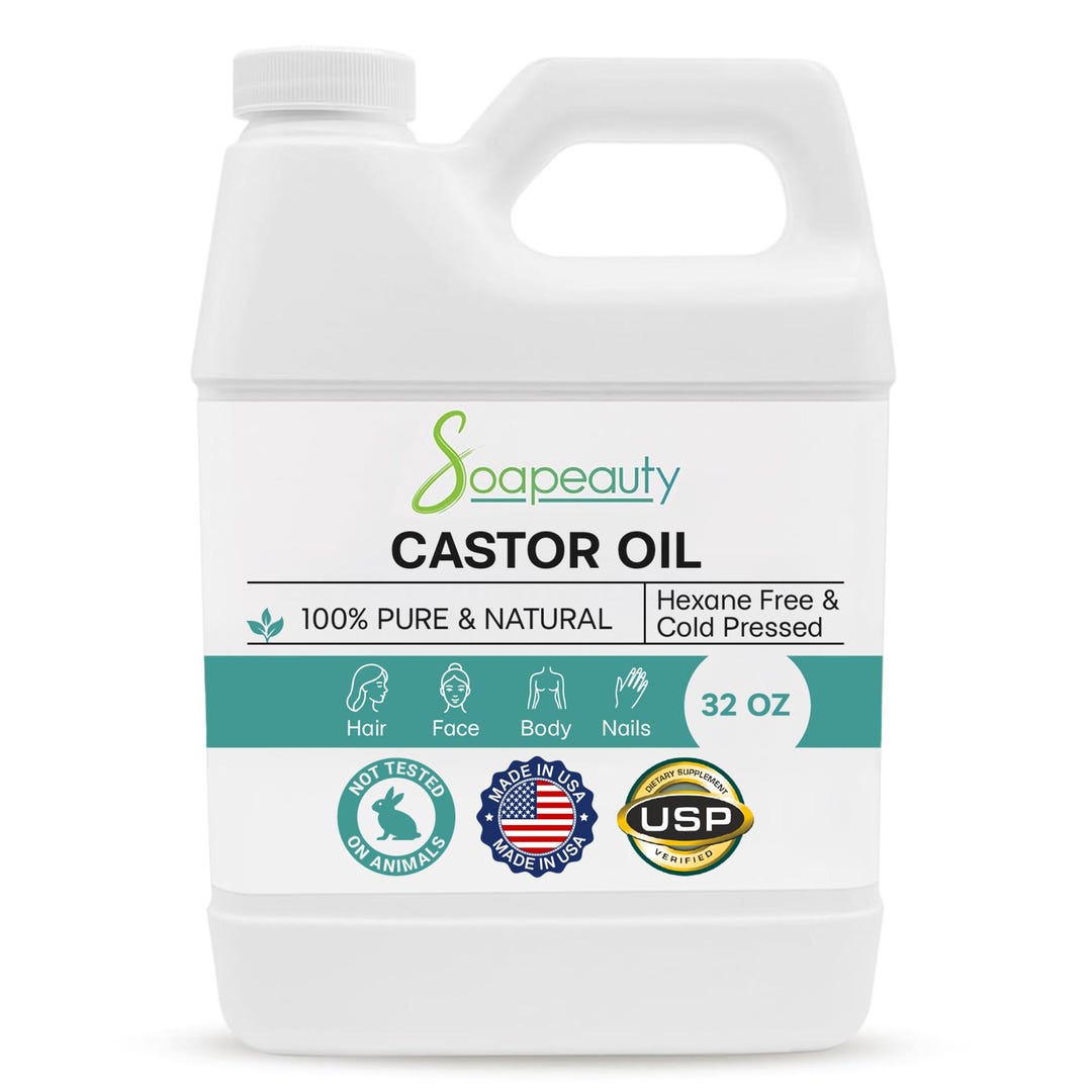 CASTOR OIL USP Grade 100% Pure & Natural Cold Pressed Hexane Free 32 Fl ...