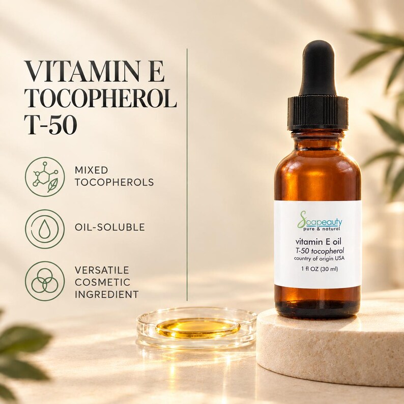 Tocopherol T-50 Vitamin E Oil - Pure & Natural Antioxidant, Skin, Hair Care, Moisturizer image 2