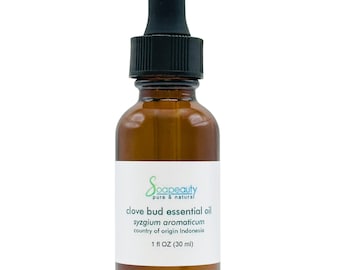 Clove Bud Essential Oil, 100% Pure & Natural, Aromatherapy, Glass Bottle with Dropper