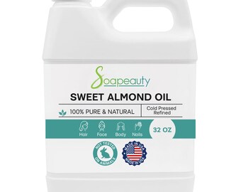 SWEET ALMOND carrier OIL cold pressed 100% pure natural 32 oz, 64 oz, 7 lbs