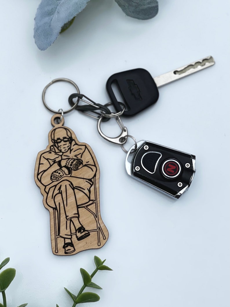 Bernie Bernie Sanders mittens Bernie Mittens meme keychain funny key chain