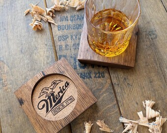 250th Anniversary USA Whiskey Barrel Coasters, 1776–2026 America Semiquincentennial, Merica, Patriotic Bourbon Coasters, Gift for Veterans