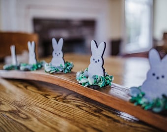 Easter Bunny decor, rustic home decor for candle holder, peeps decor, spring home decor