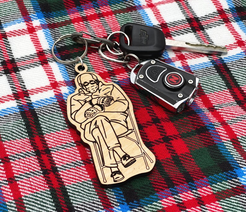 Bernie Bernie Sanders mittens Bernie Mittens meme keychain funny key chain