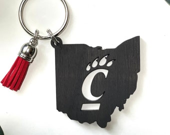 UC Bearcats keychain, Ohio University of Cincinnati Father’s Day gift, Ohio new home owner gift