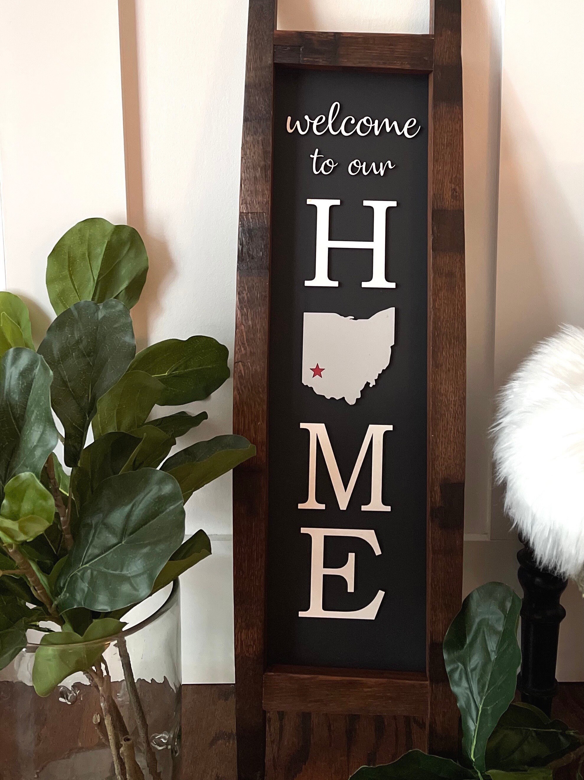 Whiskey barrel Ohio porch sign Ohio home decor Ohio porch | Etsy
