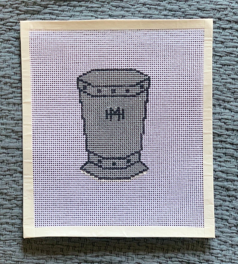 Hand Painted Needlepoint Canvas With Custom Monogram Of A Etsy